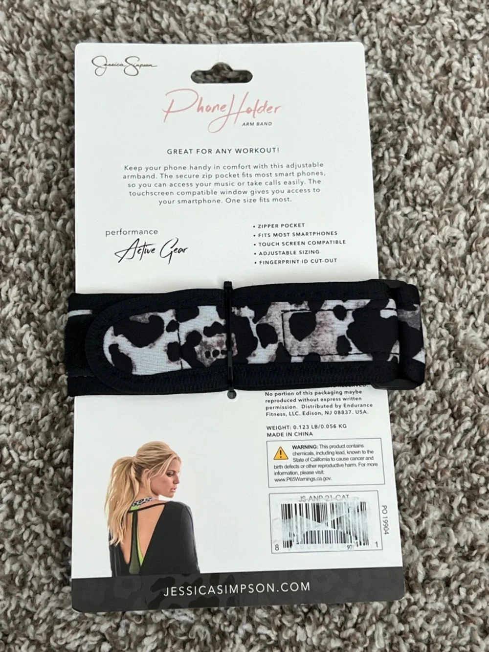 Jessica Simpson Black & White Cow-Print Phone Holder Armband